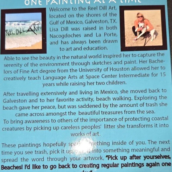 Original Ocean Debris Painting "Miss Carol II" Gold Frame 36 X 24 by Lisa Dill